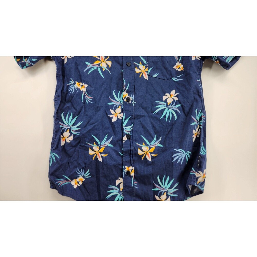 Quiksilver Boys Medium Navy‎ Blue Floral Short Sleeve Poplin Shirt NWT - Picture 4 of 10